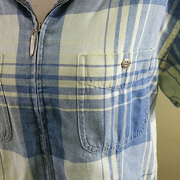 Vintage Liz Claiborne Zipper Front Plaid Top L - Picture 3 of 8